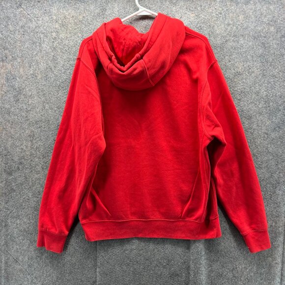 Nike Hoodie Men Medium Red Fleece Pullover Sweater Cotton Swoosh Kangaroo Pocket - Picture 9 of 10